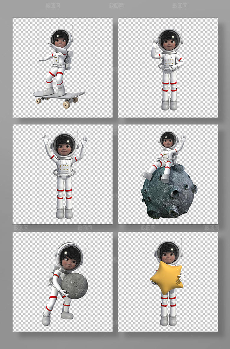 太空3D宇航员PNG免抠元素