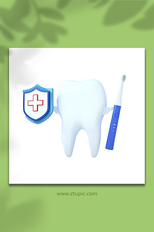 保护牙齿C4D模型免抠元素