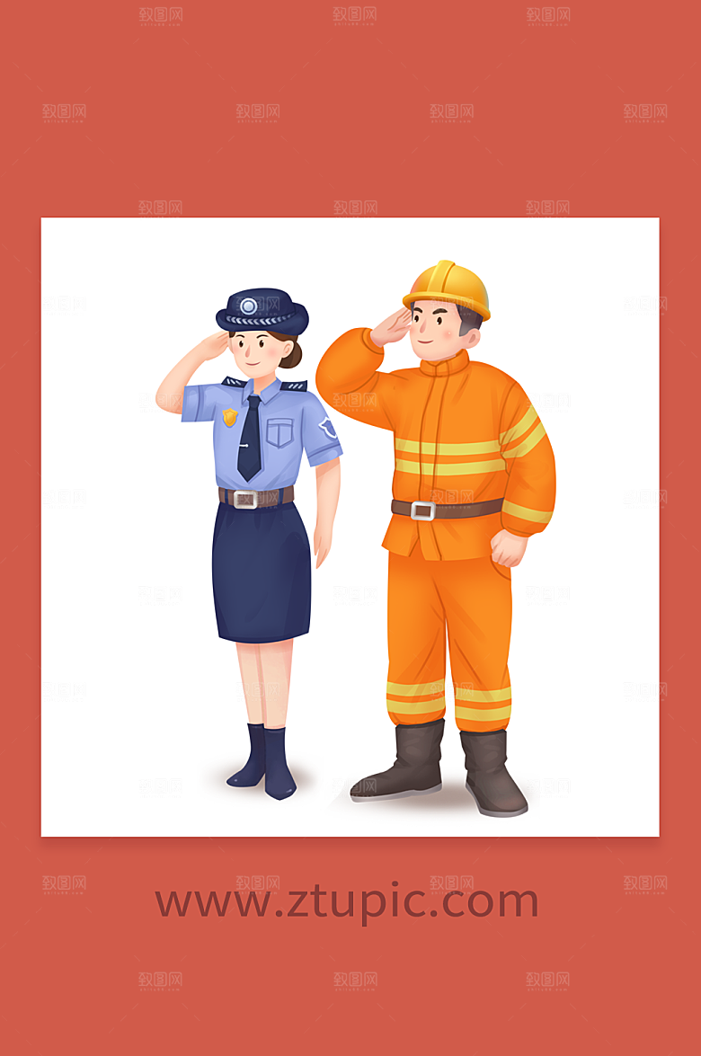 公安七一建党节人物插画设计