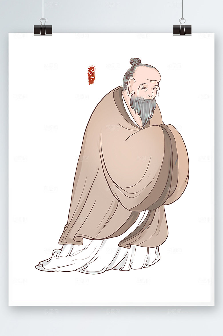 国风老子古代诗人插画设计