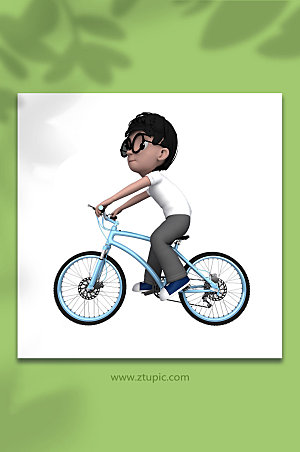 骑自行车小学生3D立体人物模型