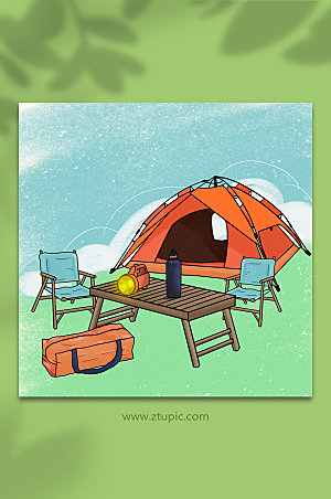 户外野营夏季插画设计