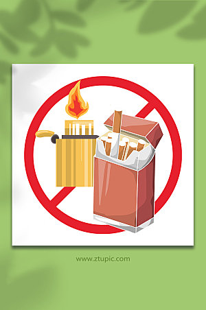 世界无烟日禁止标识插画设计
