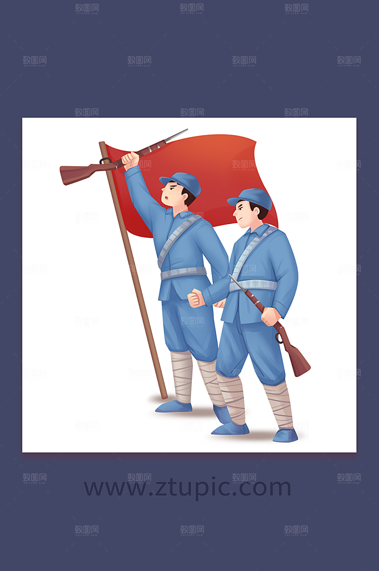 英勇士兵七七事变人物插画设计