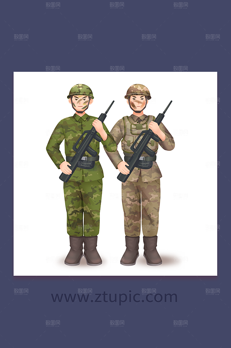 英姿勃勃七七事变人物插画设计