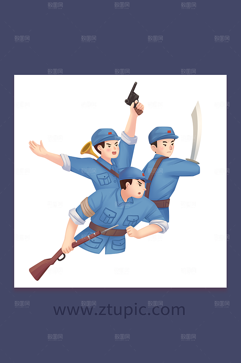 威风凛凛七七事变人物插画设计