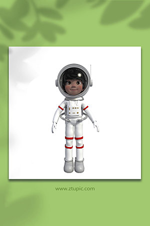 正面站立宇航员3D卡通角色