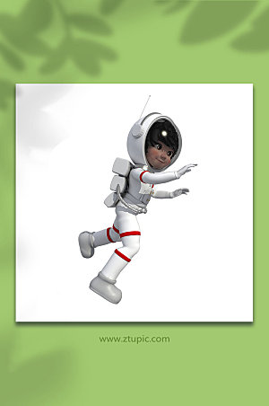腾空宇航员3D卡通角色人物模型