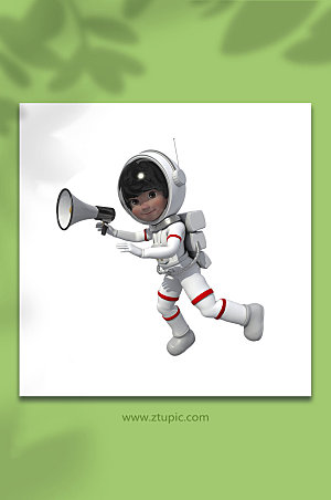 手拿喇叭宇航员3D卡通人物模型