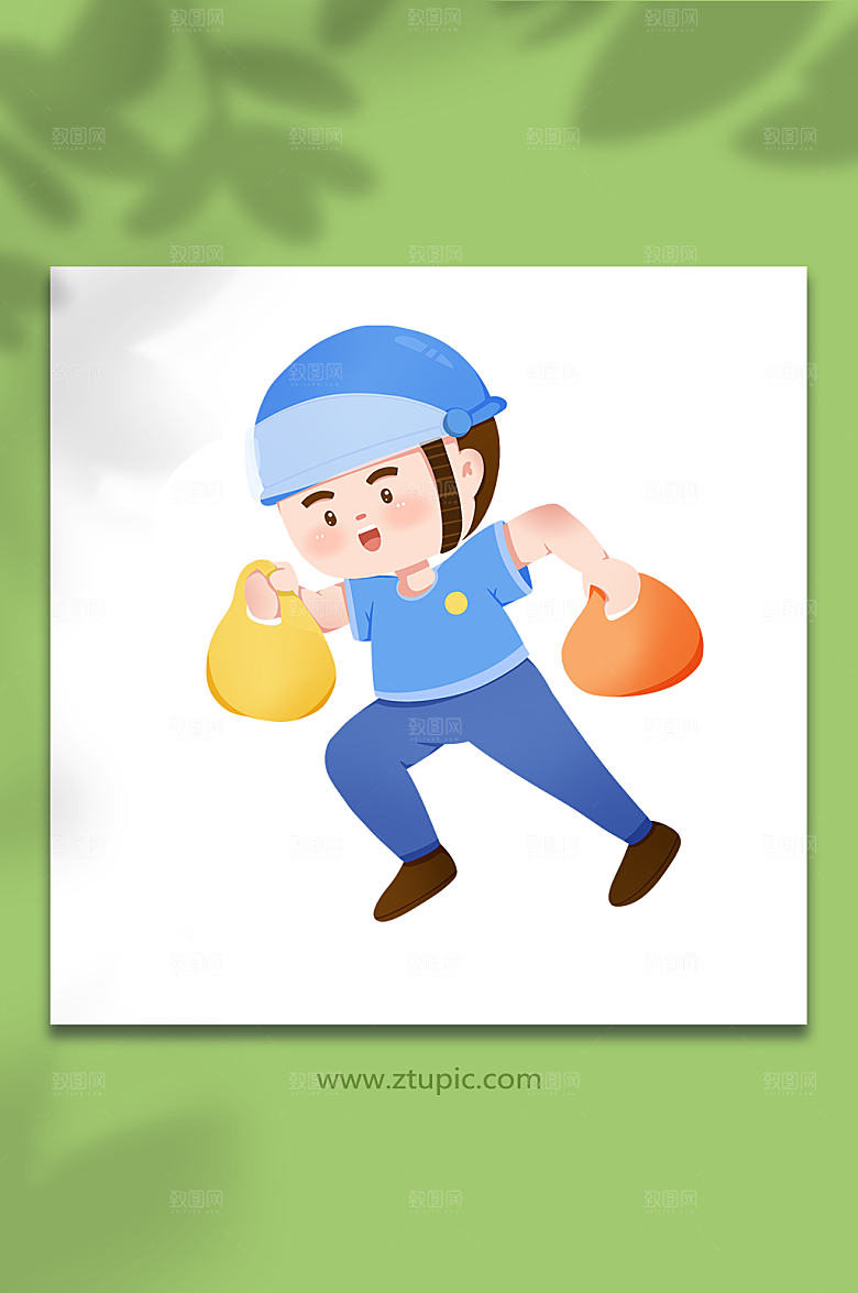 向前冲外卖员人物插画元素