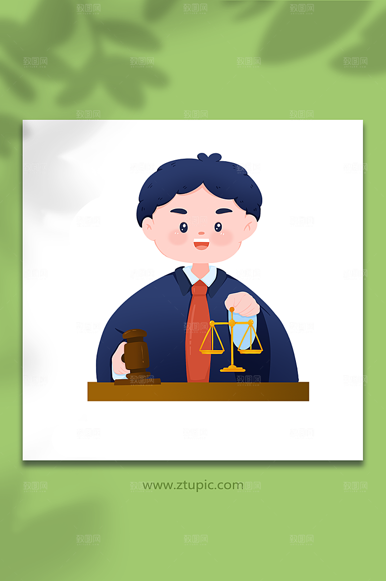 公正公平天称法官插画设计