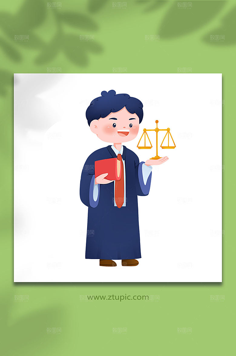 法官卡通人物插画设计