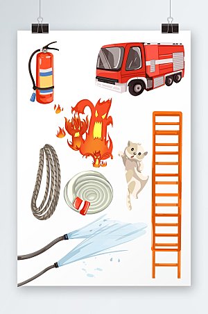 消防用品消防员插画