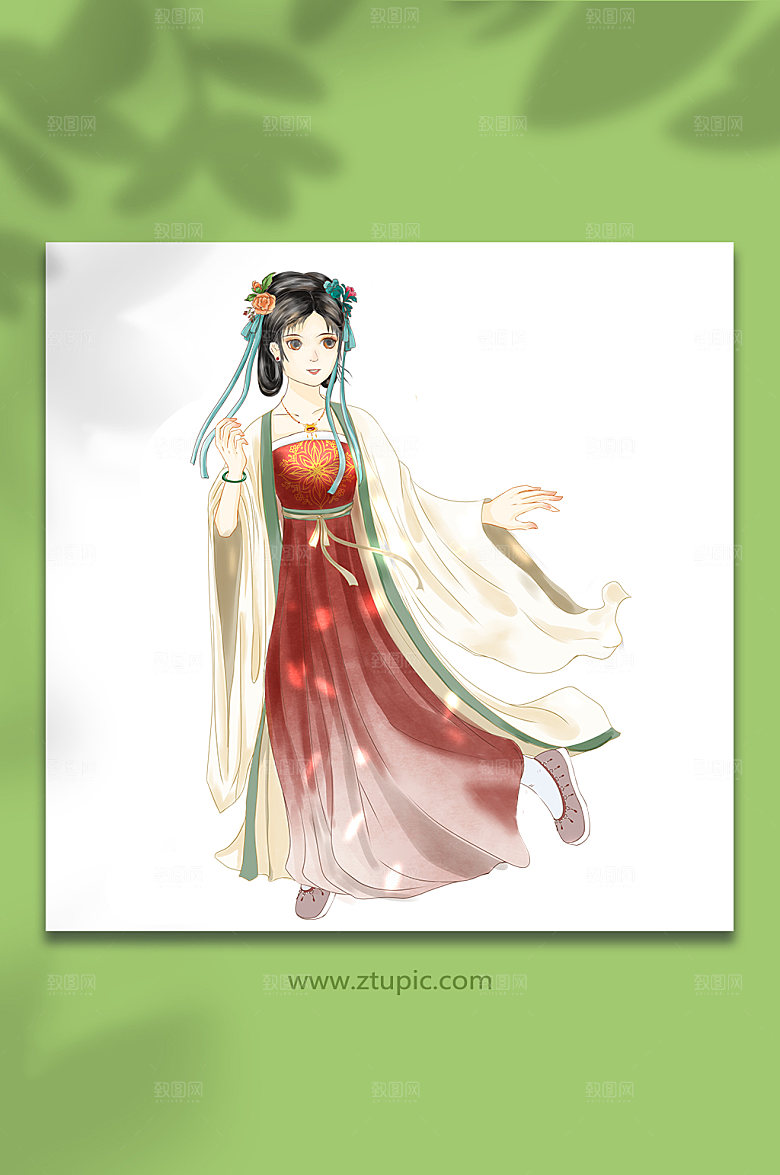 古风汉服少女人物元素