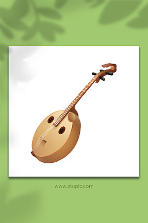 古典月琴中国风乐器插画设计