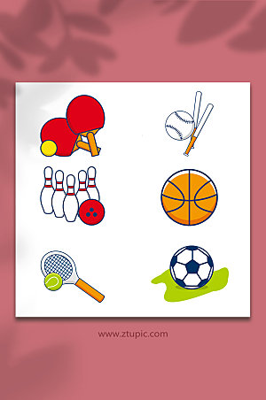足球体育运动器材物品插画设计