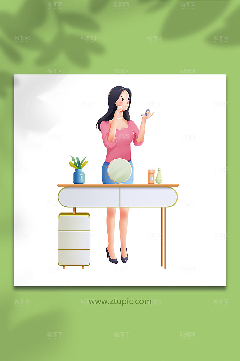 女性人物美妆化妆形象插画设计