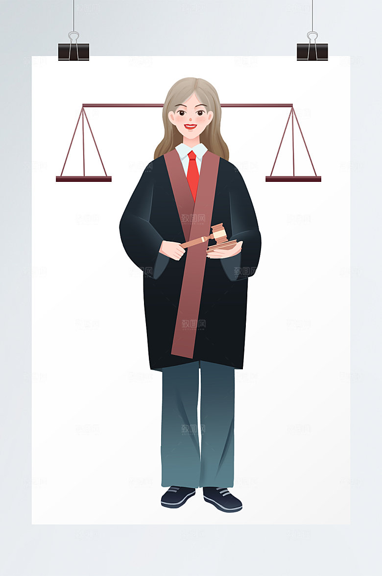 人物公正法官插画设计