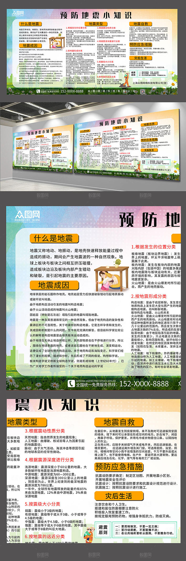 知识宣传地震预防展板设计