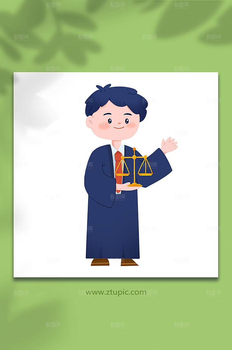 手托天称法官人物插画设计