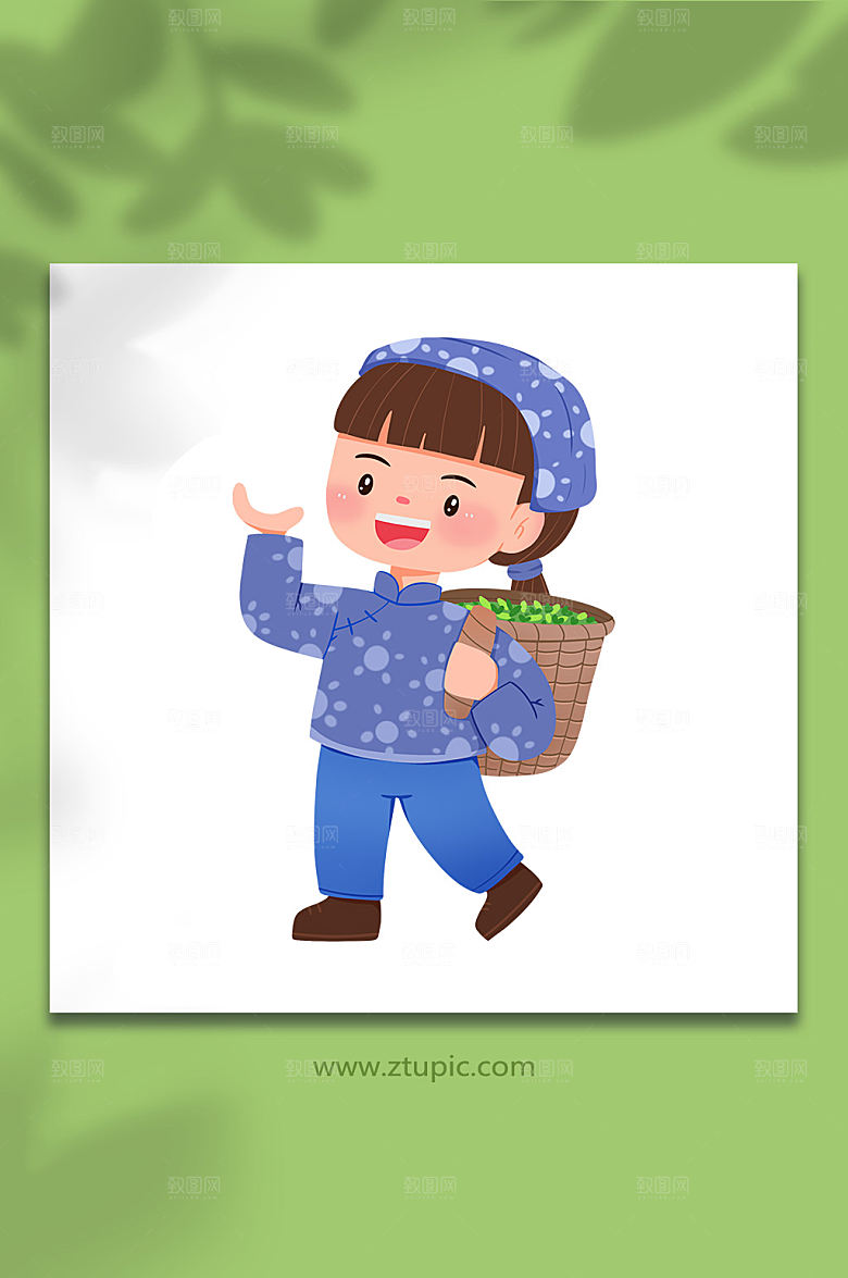 采茶姑娘人物插画设计