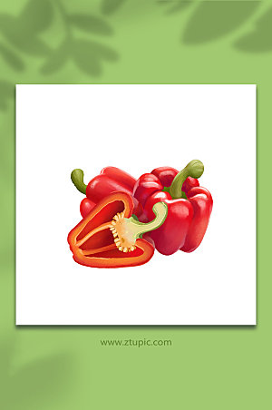 红彩椒蔬菜元素插画设计