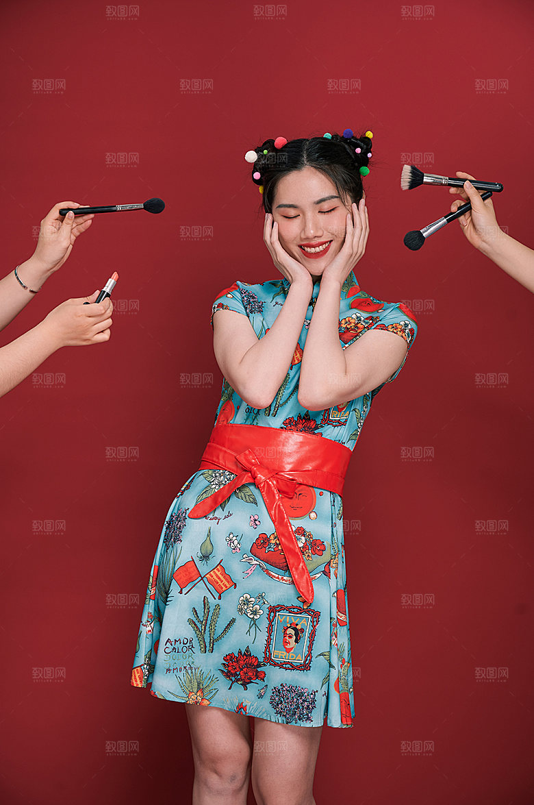 化妆品美妆国潮创意摄影图