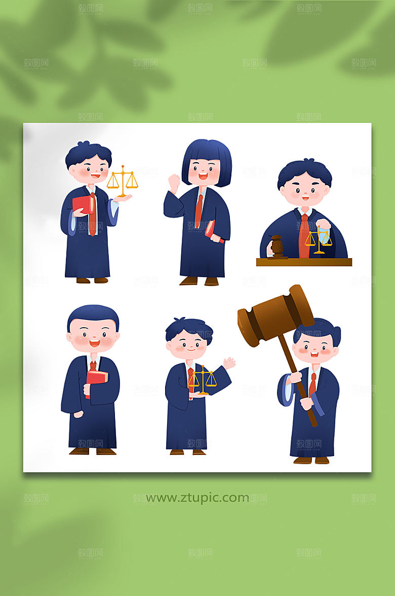 卡通手绘元素法官人物