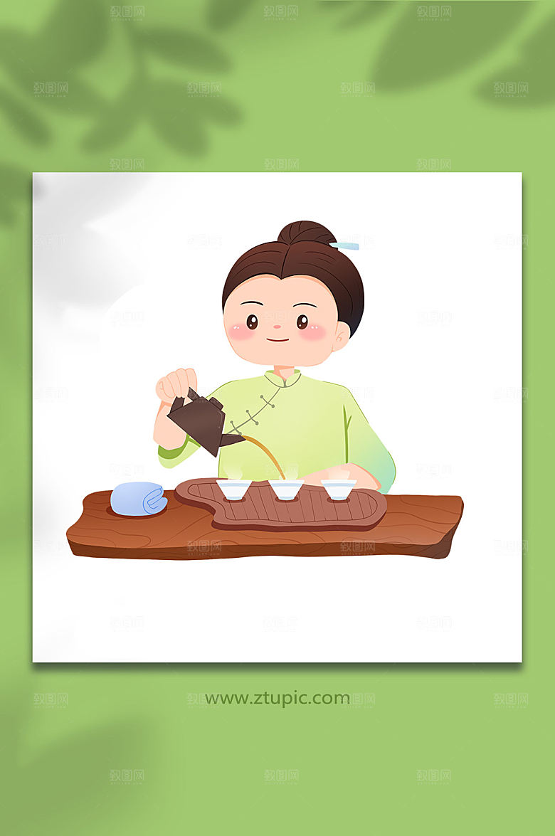 茶艺泡茶茶文化插画设计