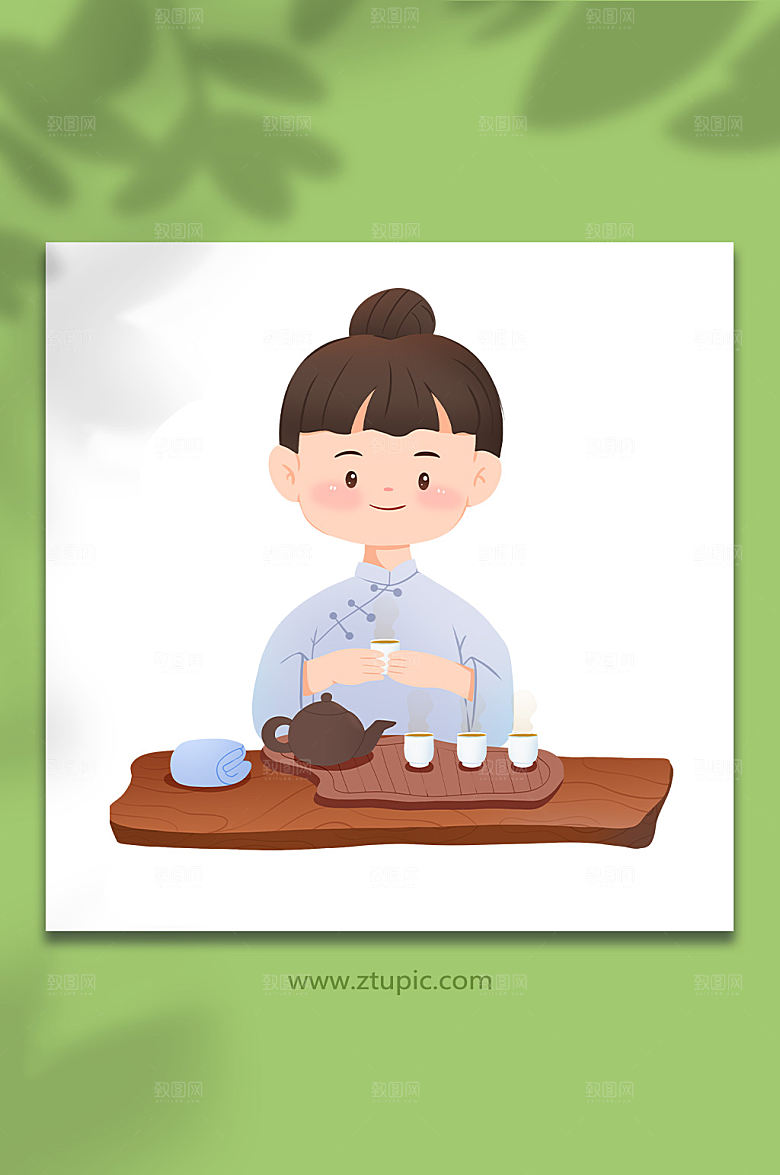 人物茶艺茶插画设计