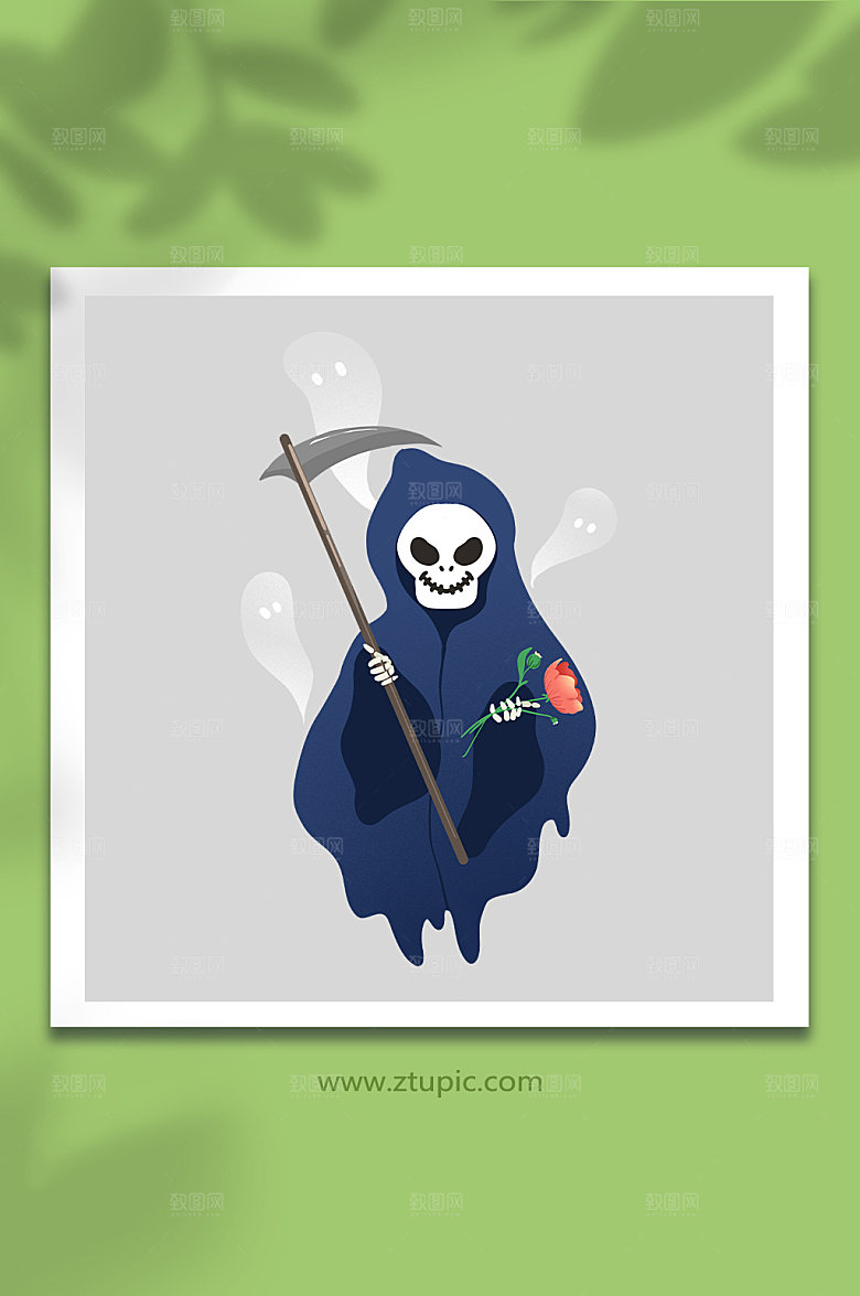 禁毒日镰刀死神国际元素插画设计