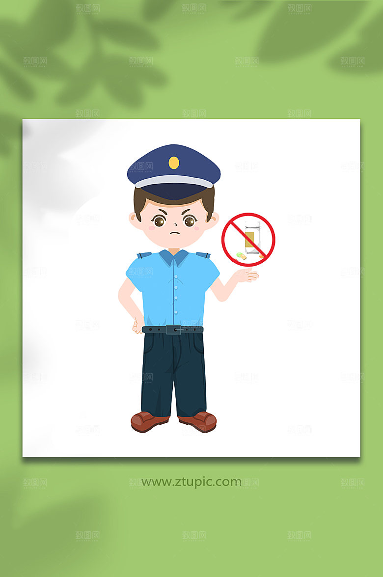 禁毒日警察国际元素插画设计