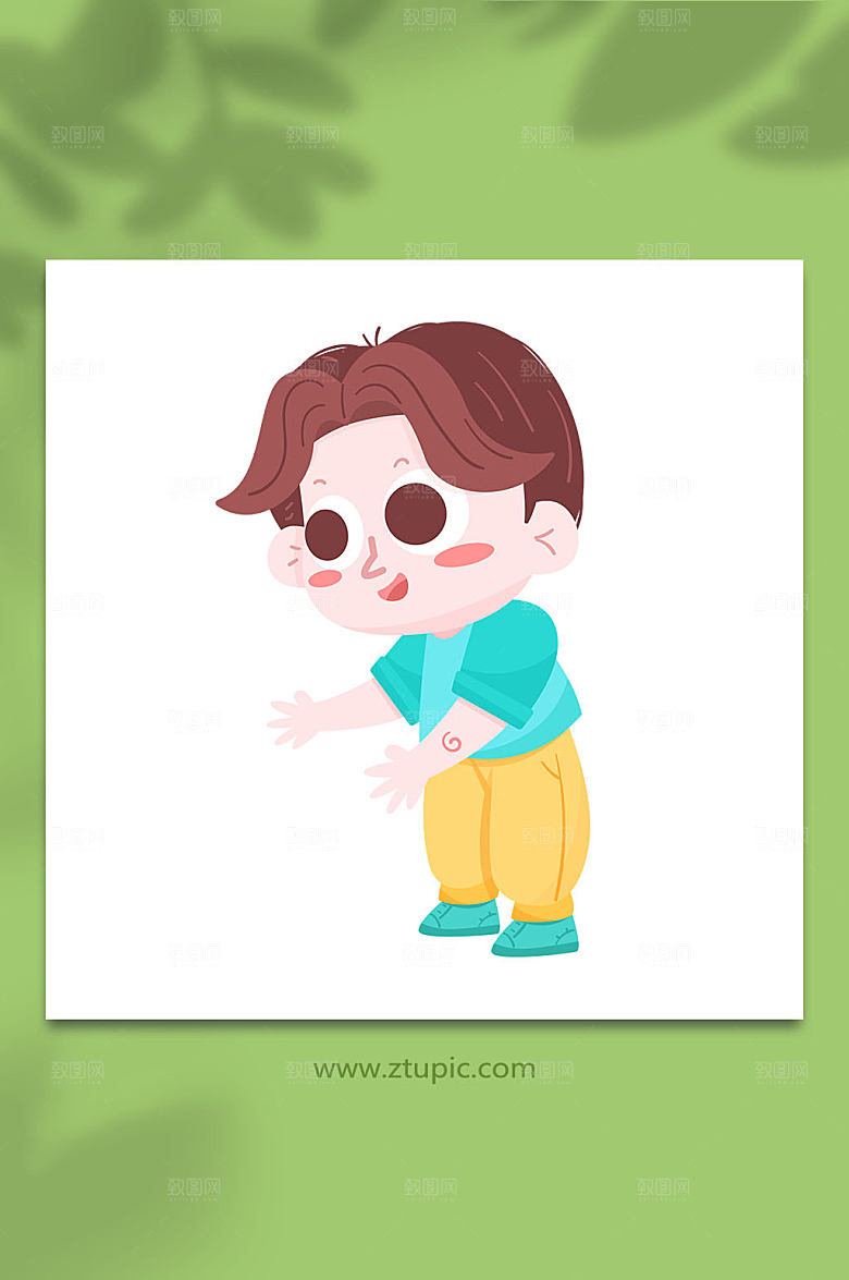 卡通男孩节约用水人物插画
