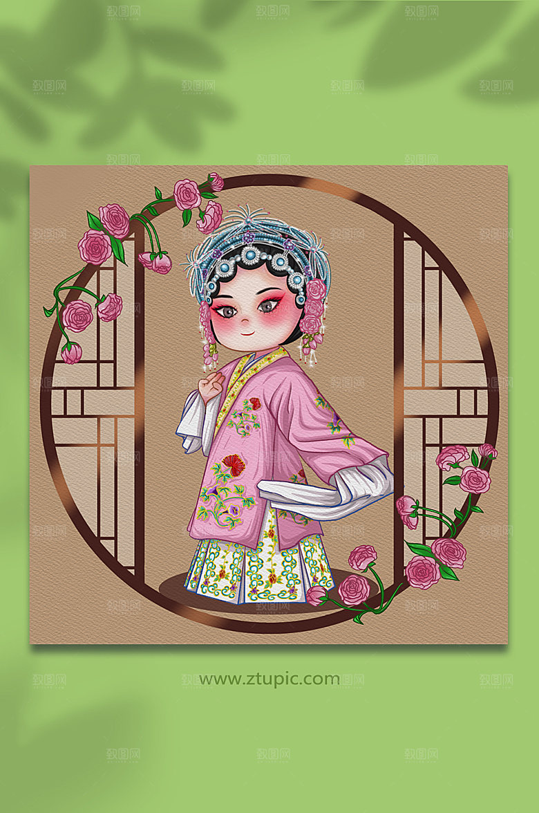 唱旦京剧人物插画设计