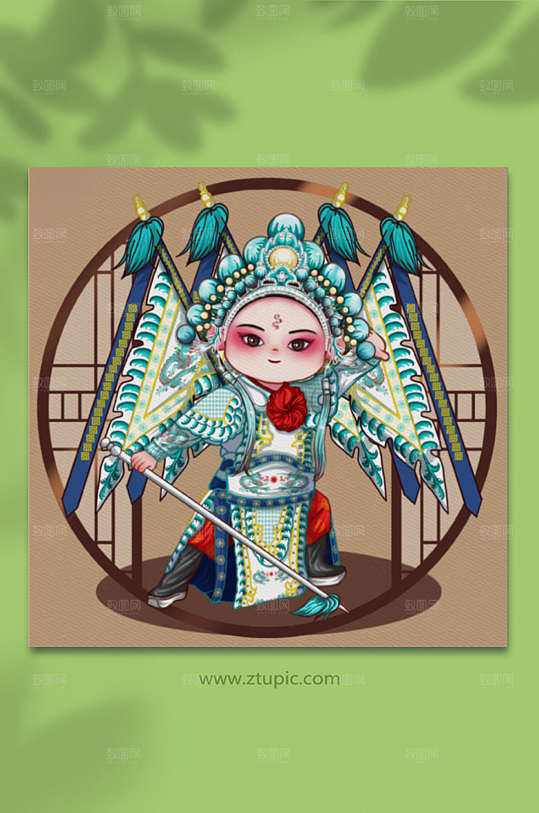 武生京剧人物插画设计