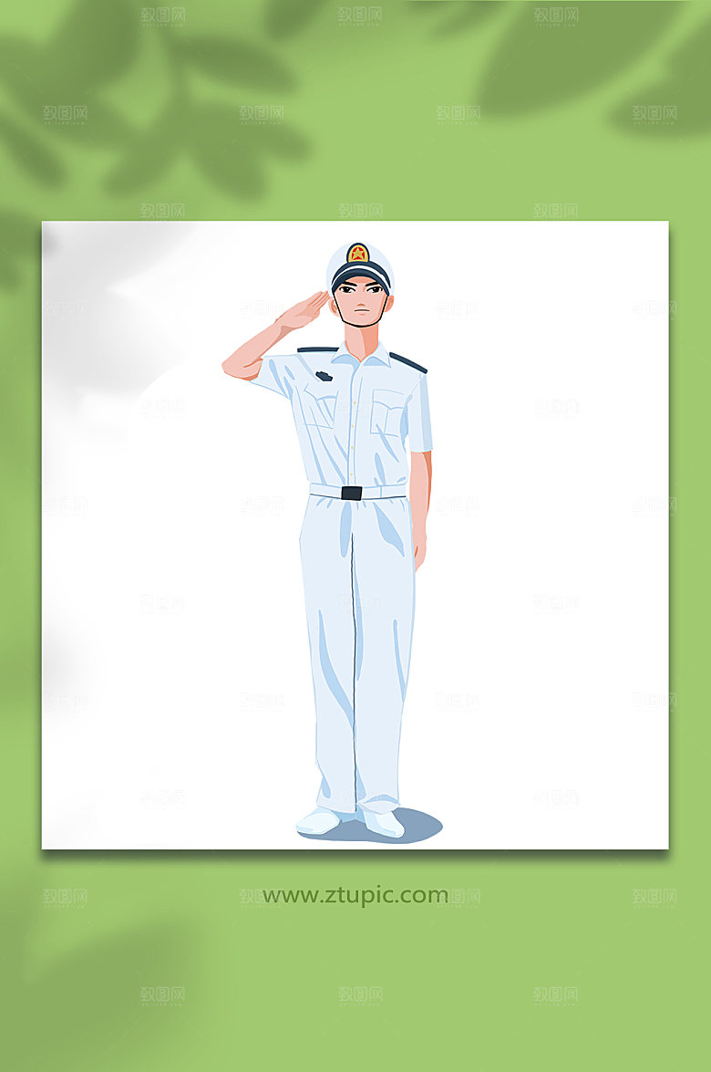军人海军敬礼部队插画设计