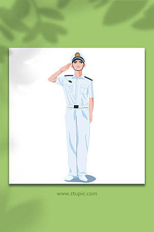 军人海军敬礼部队插画设计