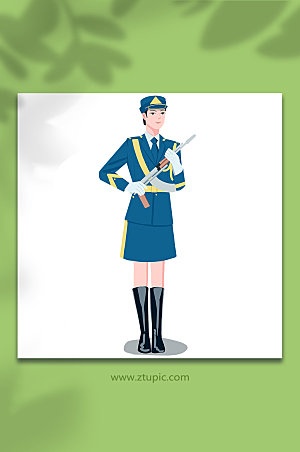 军人空军女兵部队插画设计