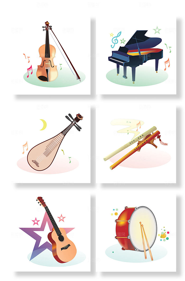 肌理常用乐器音乐物品设计插画素材