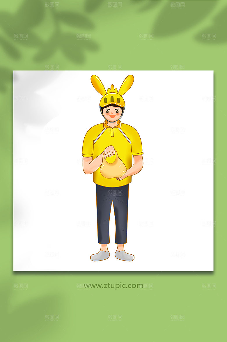 简约外卖员人物插画设计素材