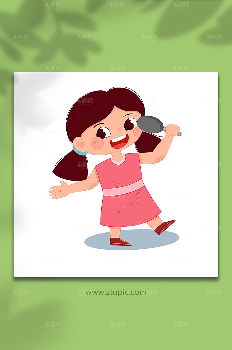 ⼿绘高声唱歌弹奏声乐人设计插画