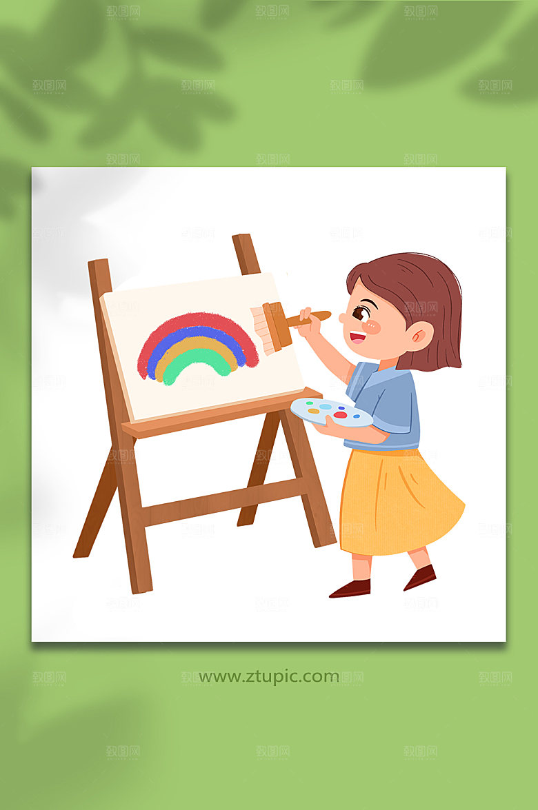 ⼿绘扁平水彩美术书法设计插画