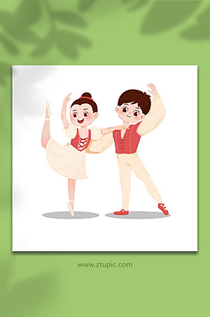 手绘双人舞蹈表演人物设计插画