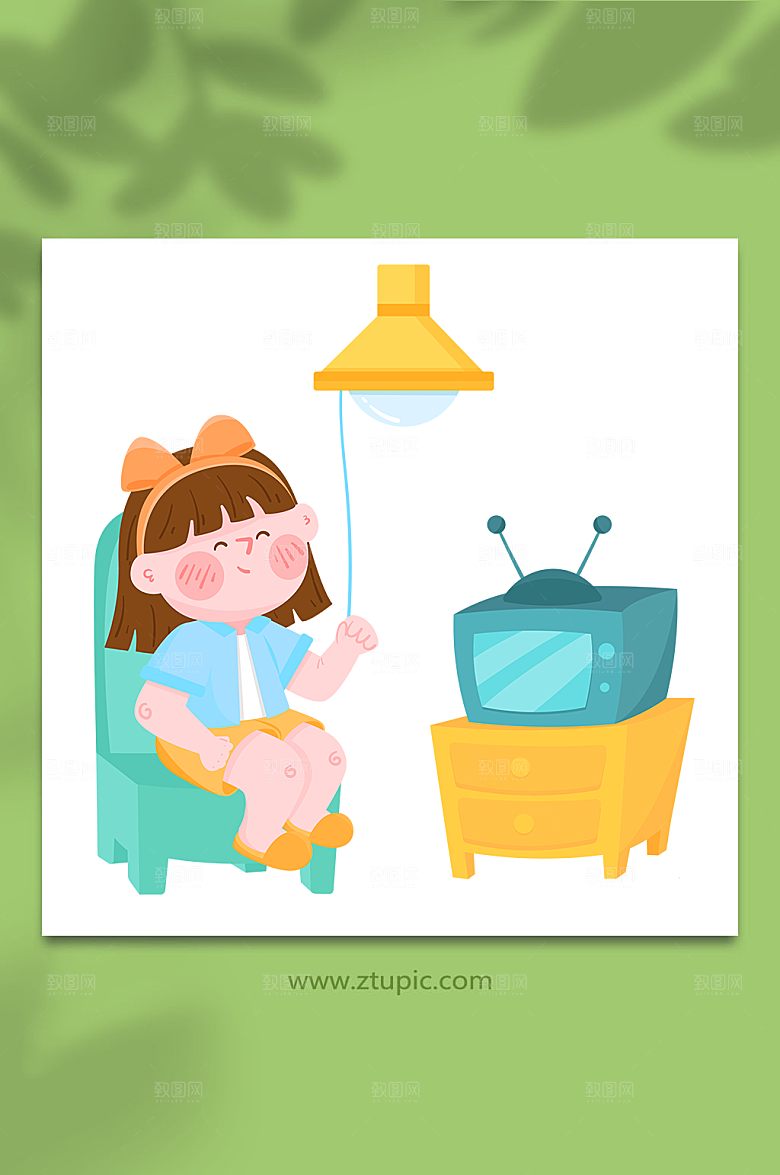 手绘客厅节能环保设计插画