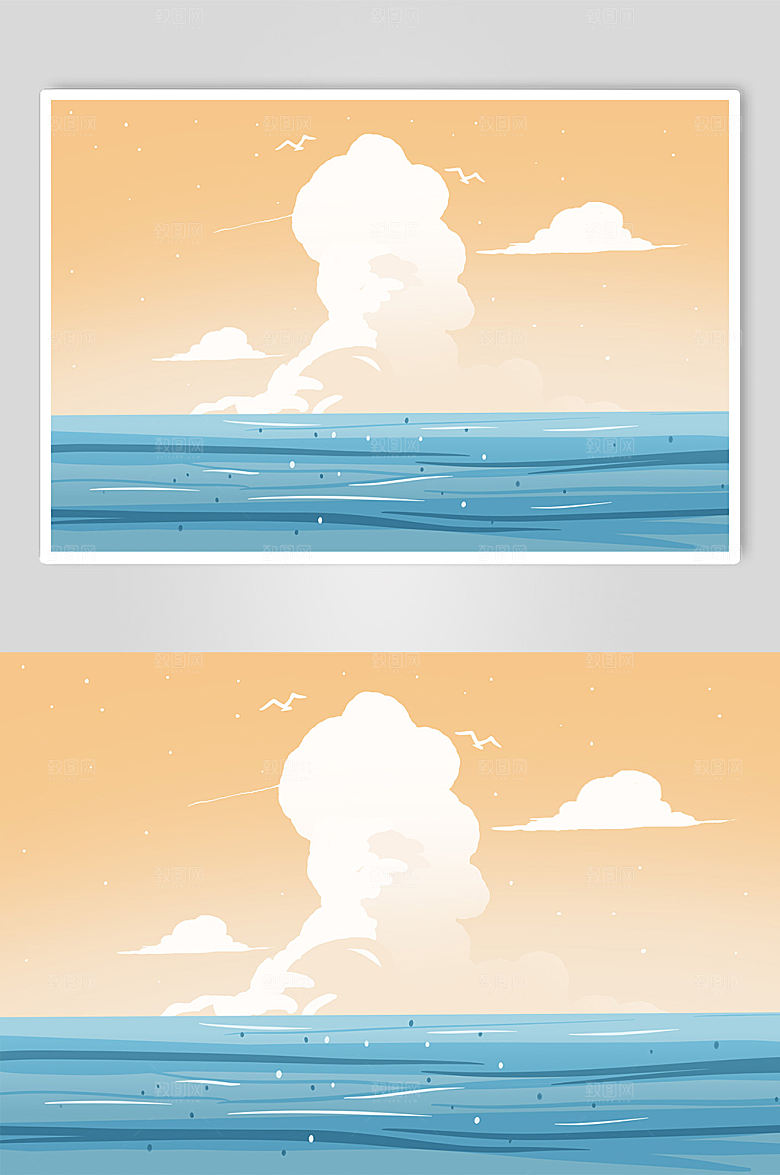 天空白云和大海免扣背景