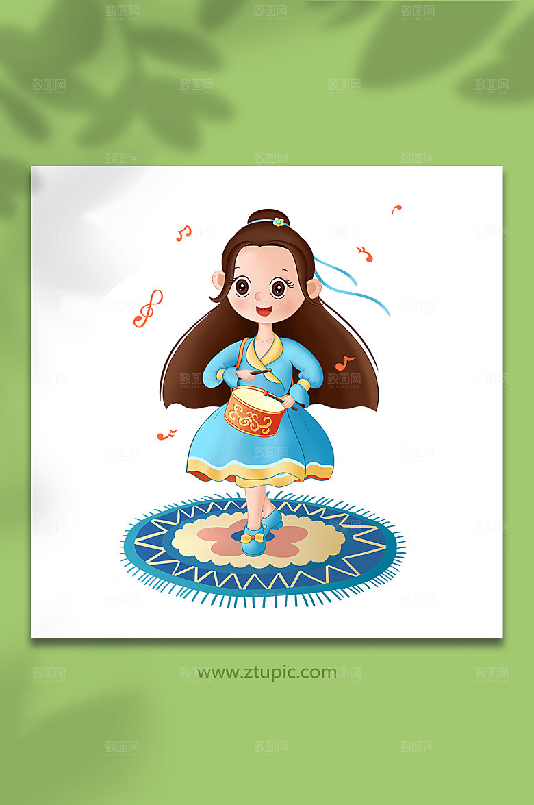 手绘音乐打鼓敲鼓人物插画设计