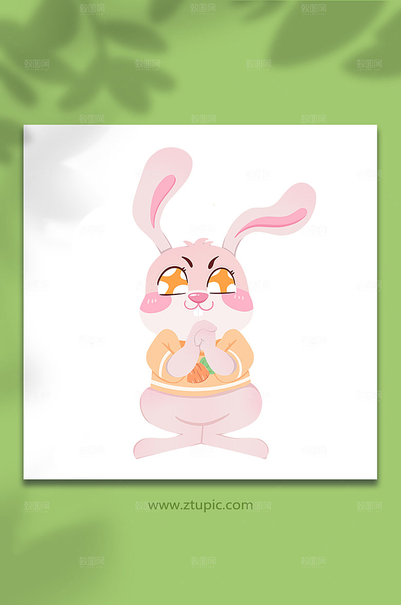 扁平哇塞兔子动物动作插画设计