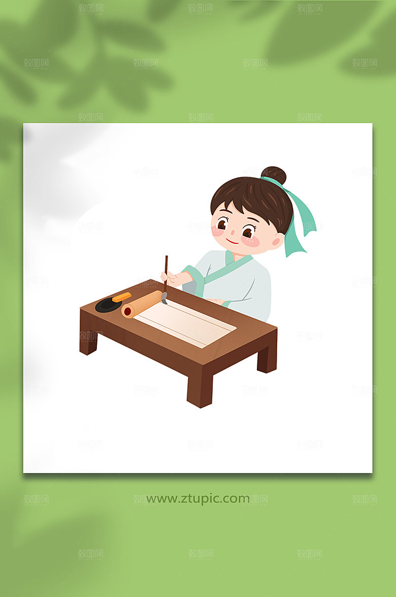 扁平挥墨书法人物插画设计