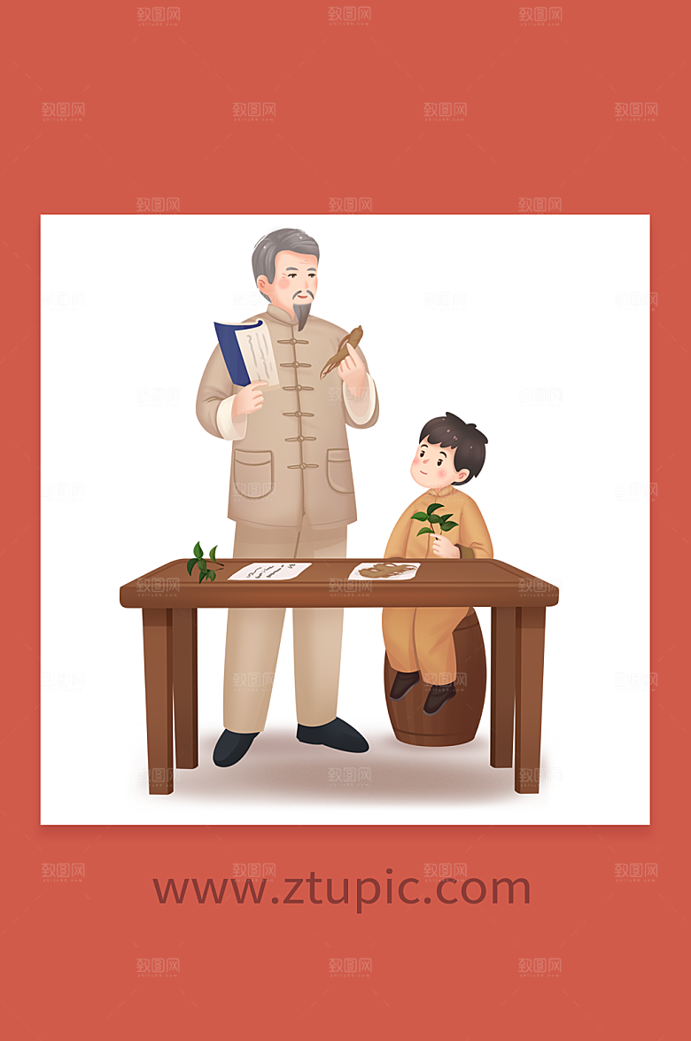 扁平医师传教中国医师插画设计