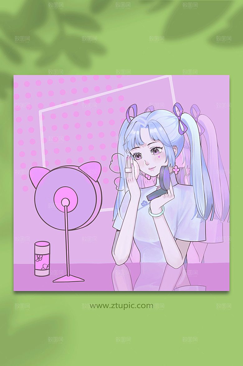 手绘美妆化妆人物插画设计